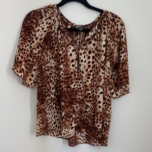 Worthington Leopard Print Blouse - Brown and Cream